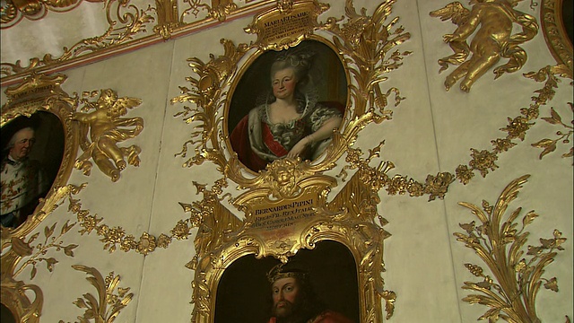 德国巴伐利亚，慕尼黑，巴伐利亚皇室宫殿，巴洛克风格的祖先画廊视频素材
