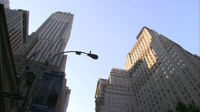 WS在华尔街地区/纽约市，美国纽约的高楼大厦视频下载