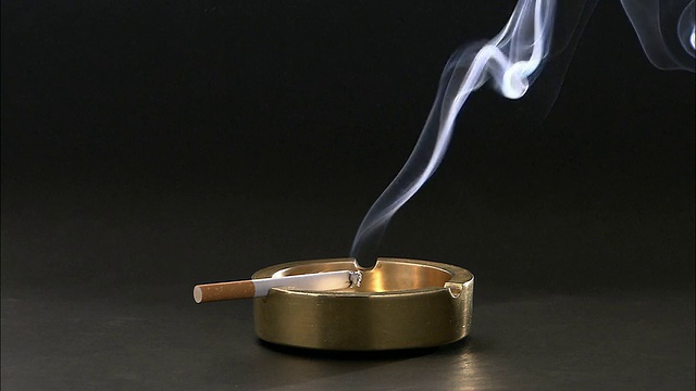 CU在金色烟灰缸中抽烟/维也纳市，维也纳，奥地利视频下载