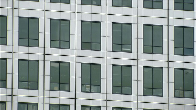 办公大楼的中景外窗反射着飞鸟/伦敦视频下载