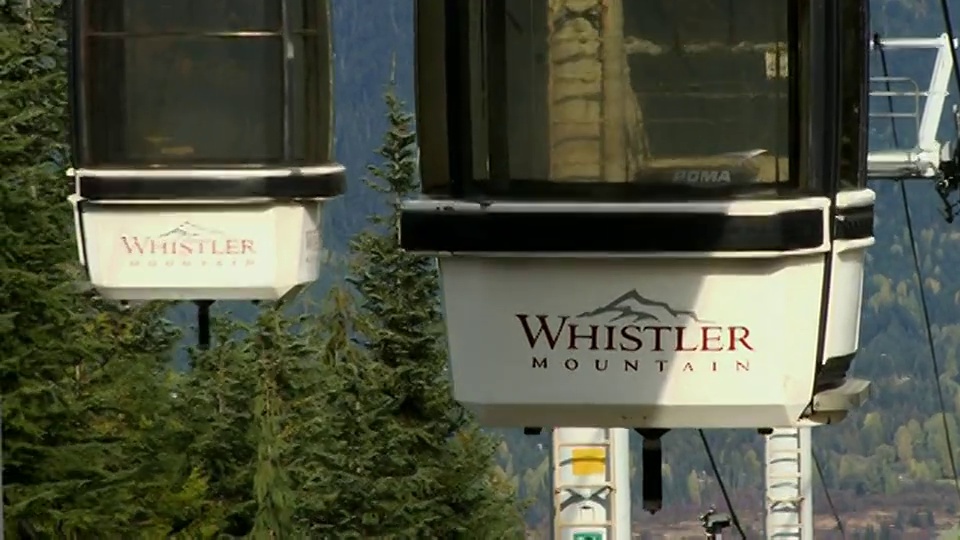 MS TU TD惠斯勒缆车接近奥运站的惠斯勒山/惠斯勒，加拿大不列颠哥伦比亚省视频下载