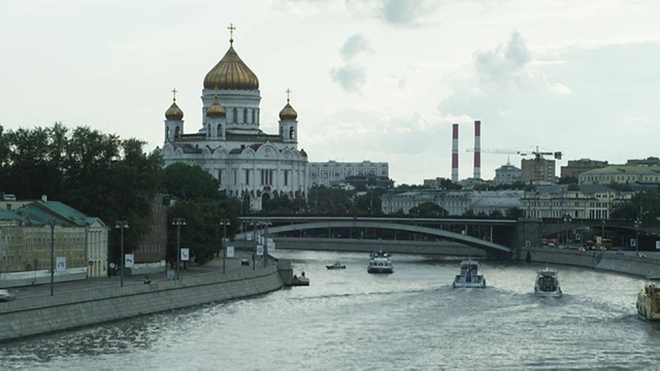 WS救世主大教堂和主教桥/莫斯科，俄罗斯视频素材