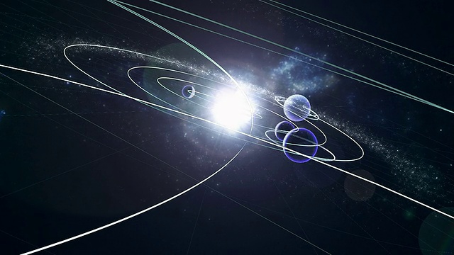 计算机生成的太阳系内行星绕太阳运行的示意图/缩小整个太阳系的视图视频下载