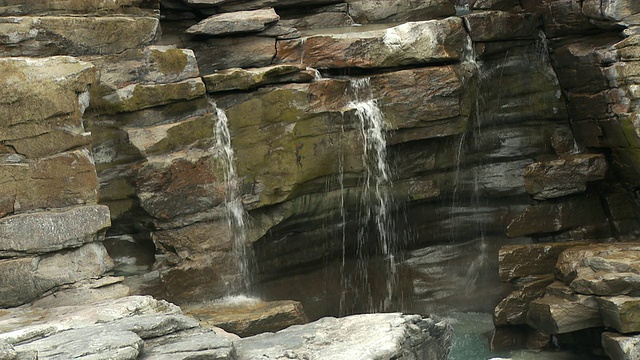 加拿大阿尔伯塔省贾斯帕国家公园的阿萨巴斯卡瀑布，水从岩石中缓缓流下视频素材