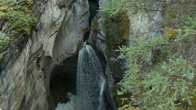 加拿大阿尔伯塔省贾斯帕国家公园恶性峡谷的MS瀑布视频素材
