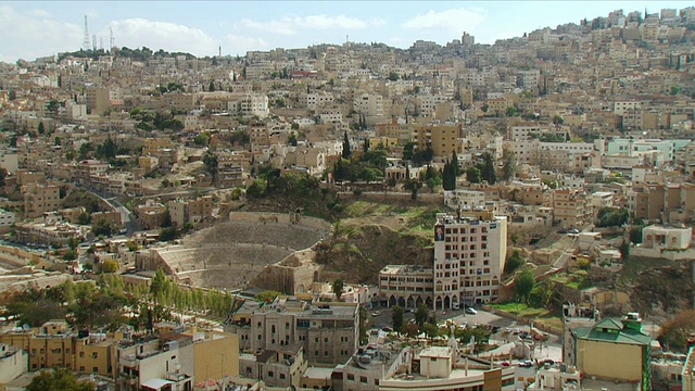 安曼/约旦的WS HA PAN城市景观和罗马圆形剧场视频下载