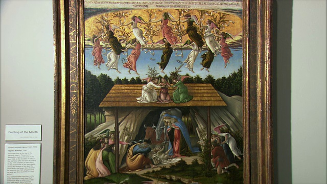 桑德罗·波提切利的《神秘的耶稣诞生》，大约1500-1501年的蛋彩画/英国伦敦国家美术馆视频下载
