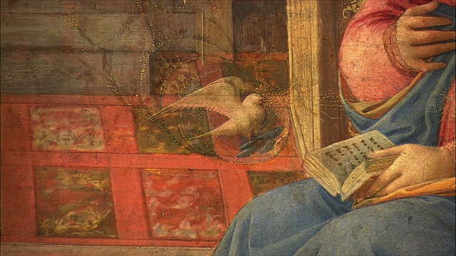CU TU TD Fra Filippo Lippi《天使报》，木雕蛋彩画，约1450-3年/英国伦敦国家美术馆视频下载