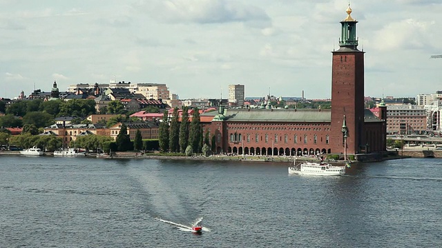WS PAN滨水建筑，Kungsholmen岛市政厅/瑞典斯德哥尔摩视频下载