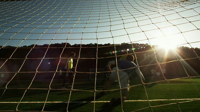 SLO MO MS LA守门员在球门柱作出扑救，布埃纳维斯塔，弗吉尼亚，美国视频下载