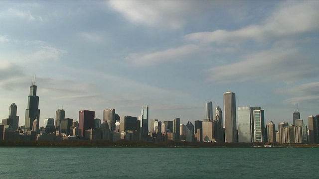 WS PAN T/L城市天际线视图/芝加哥，伊利诺伊州，美国视频素材