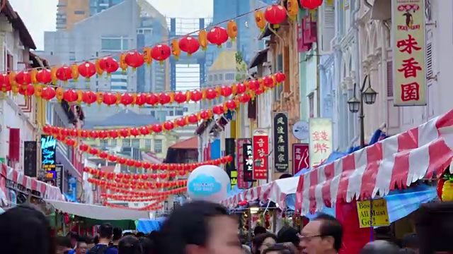 中国新年在新加坡中国城和游客享受旅游(ED)视频素材