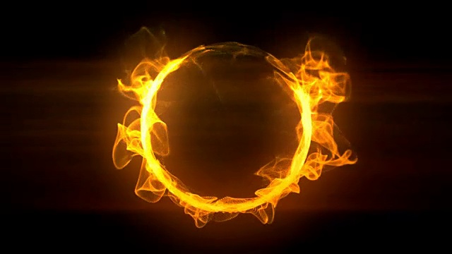 金色抽象燃烧火圈可循环的背景镜头视频素材