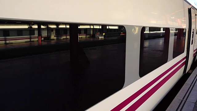 在查马汀车站拍摄的火车车厢。马德里。视频素材