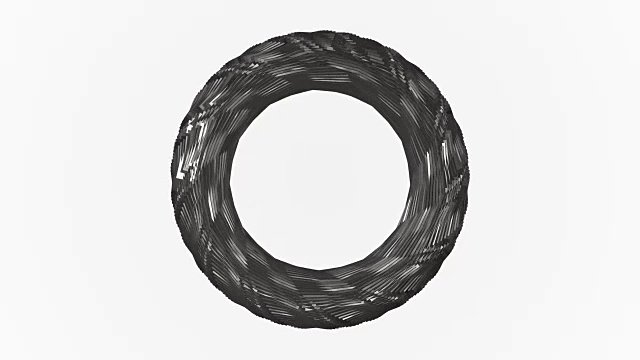银色金属分形环旋转无缝循环4k动画视频隔离在白色背景。视频下载