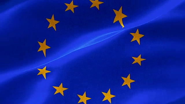 欧洲国旗象征着两个独立的组织——欧洲委员会(CoE)和欧盟(EU)。视频素材