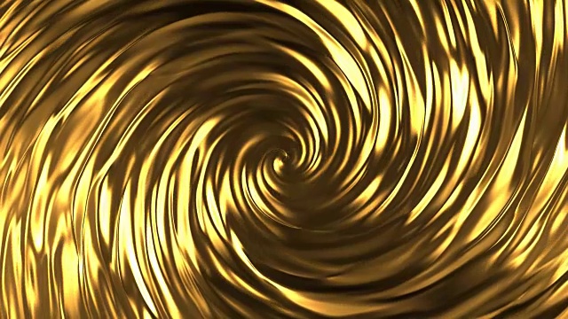 动画流动与动画反射金色液体。在金色的表面荡漾着波浪和涟漪。视频素材