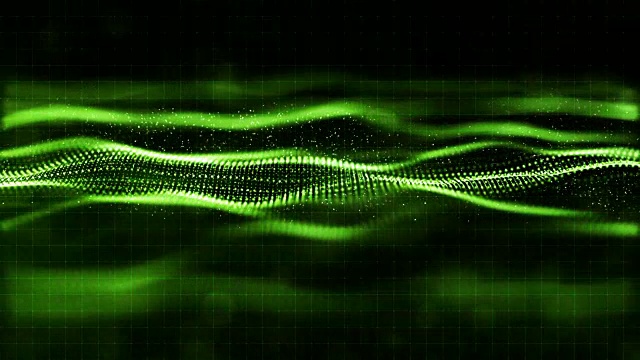 高科技数字绿色颗粒波流运动背景视频素材