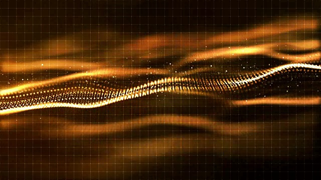 高科技数字金色波浪颗粒流运动背景视频素材