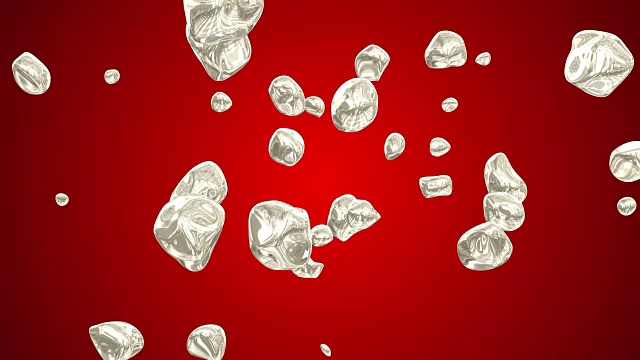 浮动银粒子在红色背景视频4k渲染动画。视频素材