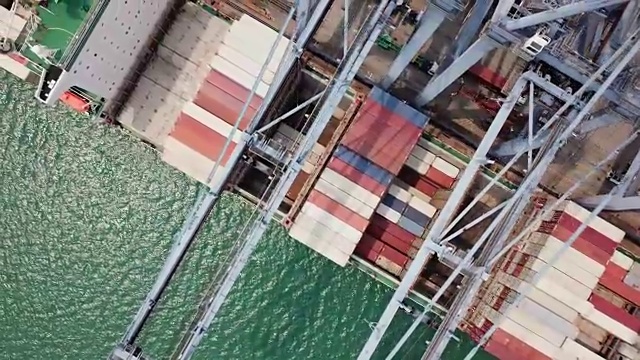工业港口，有集装箱船视频素材