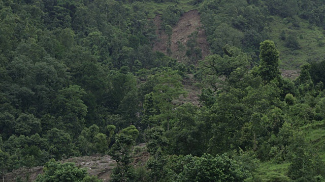 尼泊尔博卡拉- 2015年8月2日:WS森林和滑坡痕迹视频素材
