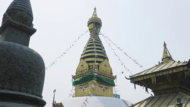 尼泊尔加德满都著名的萨瓦扬布纳特猴庙。视频素材