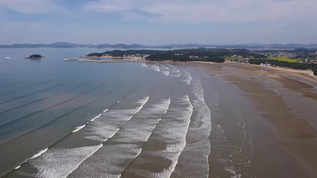广角拍摄的安明岛和海滩在泰安，韩国视频下载
