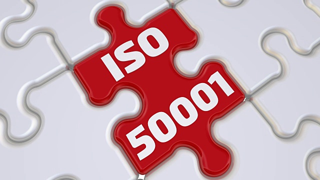 ISO 50001。谜题缺失部分上的铭文视频素材