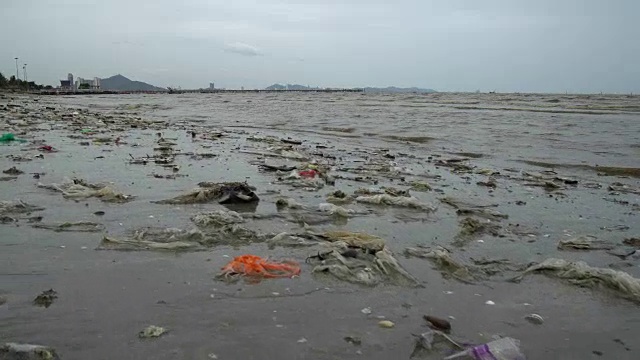 非常受污染的海滩视频素材