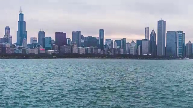 时间流逝-芝加哥天际线全景视频素材