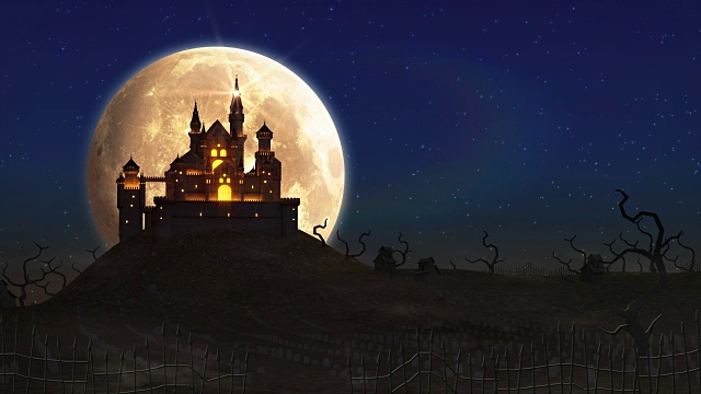 幽灵城堡万圣节背景动画4k视频下载