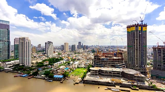 俯瞰曼谷城和湄南河视频素材