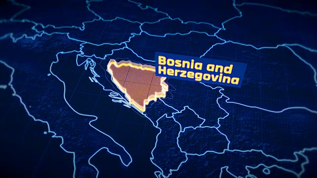 波斯尼亚和黑塞哥维那国家边界3D可视化，现代地图大纲视频下载