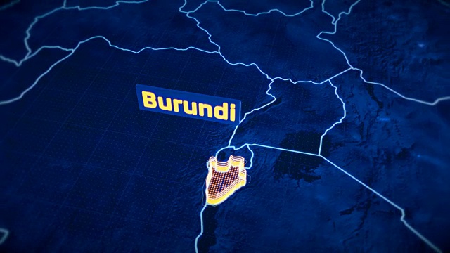 布隆迪国家边界3D可视化，现代地图大纲，旅行视频素材