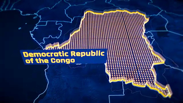 刚果民主共和国国家边界3D可视化，现代地图大纲视频素材