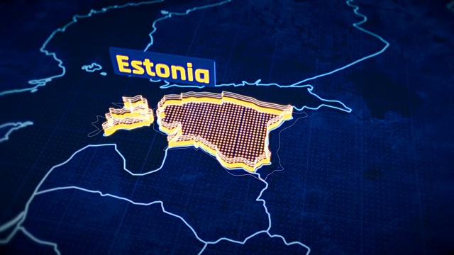 爱沙尼亚国家边界3D可视化，现代地图轮廓，旅游视频素材