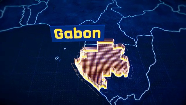 加蓬国家边界3D可视化，现代地图大纲，旅游视频素材