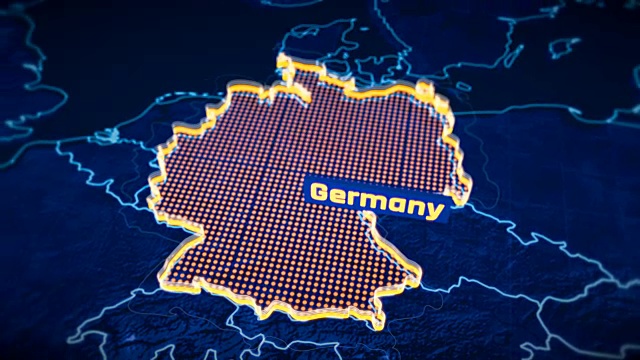 德国国家边界3D可视化，现代地图大纲，旅游视频素材
