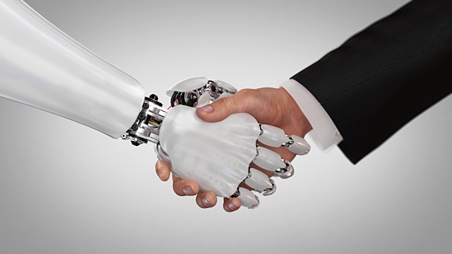 机器人和人握手视频下载