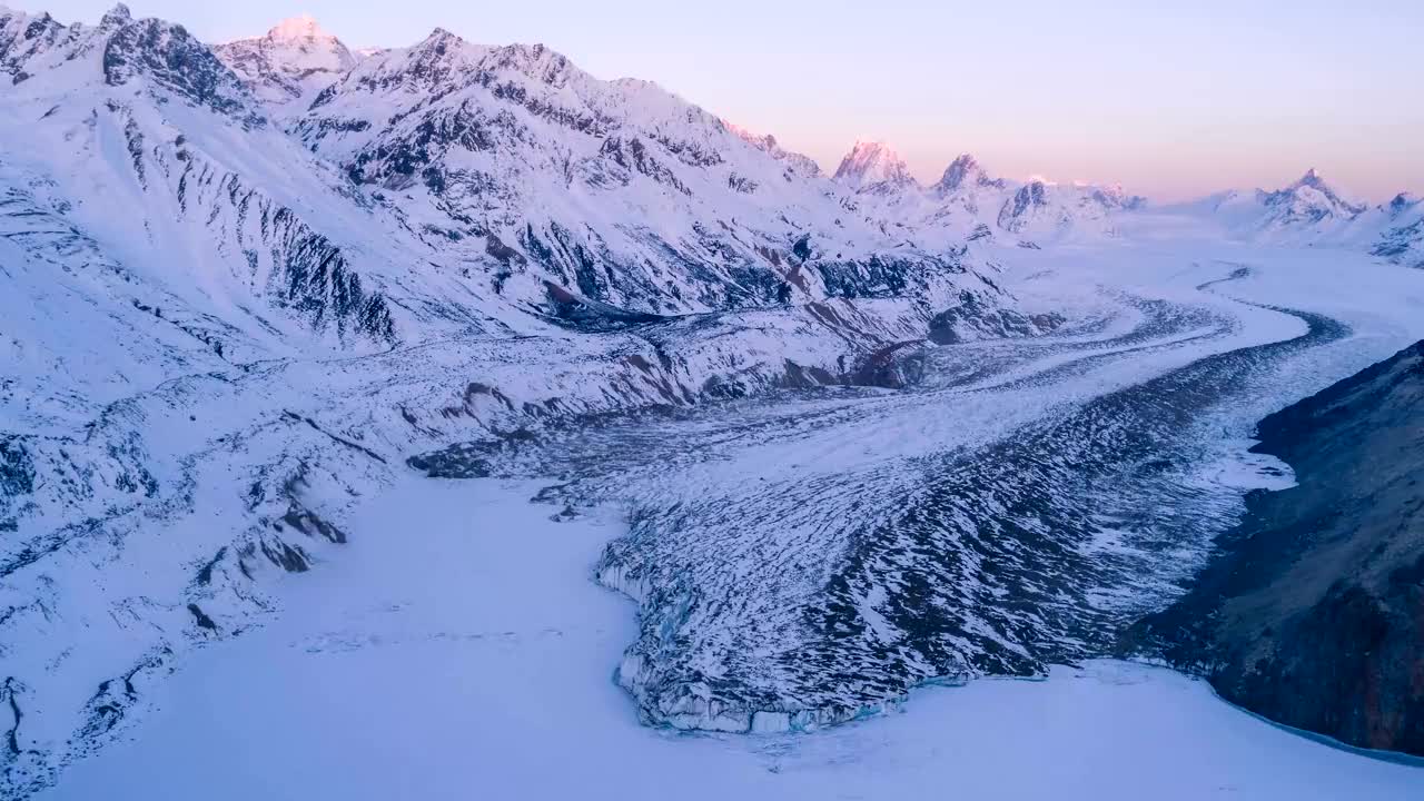 西藏冰川鸟瞰图-时间推移视频下载
