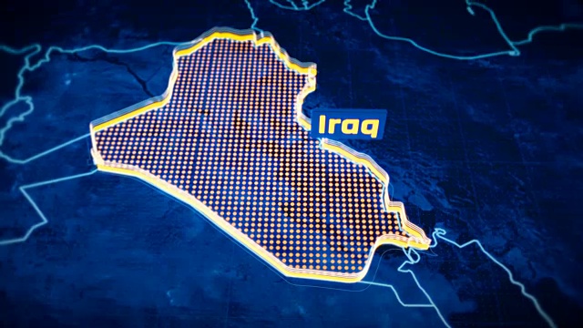 伊拉克国家边界3D可视化，现代地图大纲，旅行视频素材