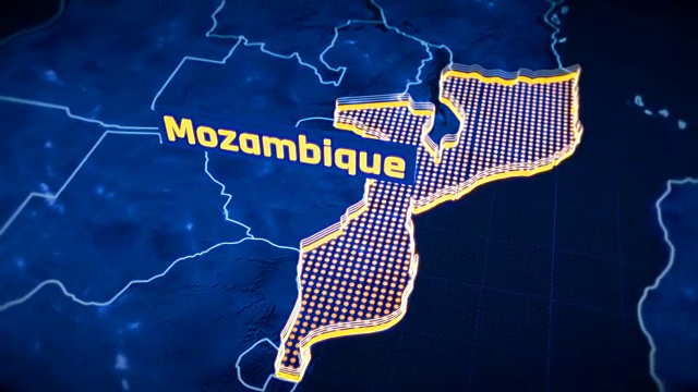 莫桑比克国家边界3D可视化，现代地图轮廓，旅行视频素材