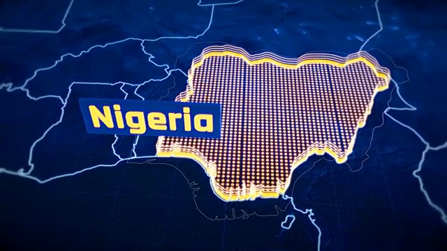 尼日利亚国家边界3D可视化，现代地图轮廓，旅行视频下载