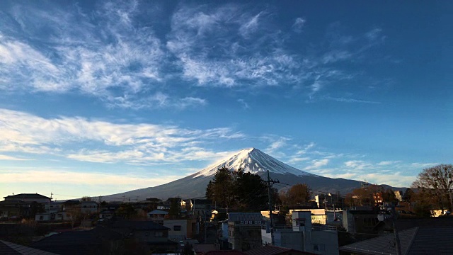 延时拍摄:美丽的富士山与日本村庄，日本视频素材