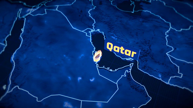 卡塔尔国家边界3D可视化，现代地图轮廓，旅游视频素材