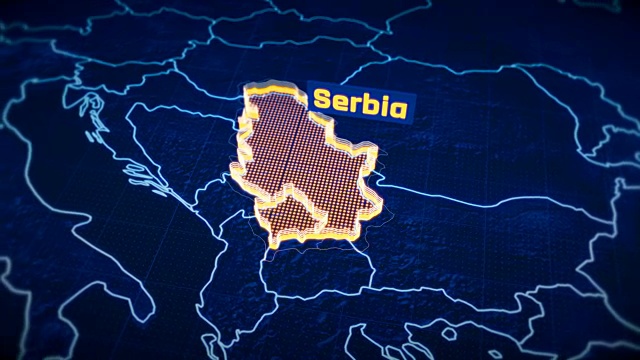 塞尔维亚国家边界3D可视化，现代地图大纲，旅游视频下载