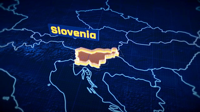 斯洛文尼亚国家边界3D可视化，现代地图轮廓，旅游视频下载