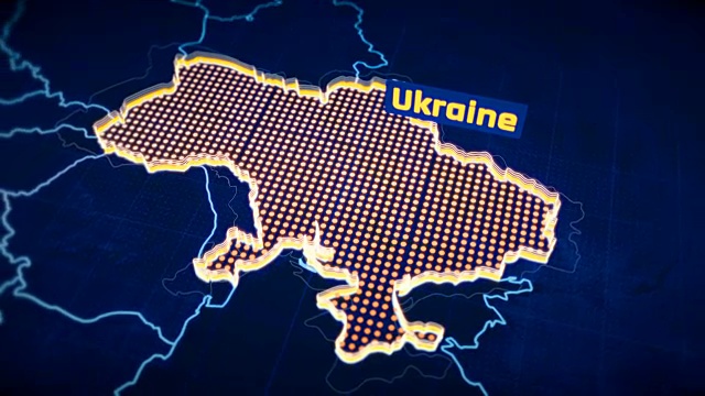 乌克兰国家边界3D可视化，现代地图大纲，旅游视频素材