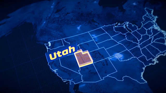 美国犹他州边界3D可视化，现代地图轮廓，旅行视频下载